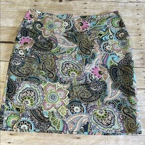 Talbots Paisley Pencil Skirt - Green, Blue, Pink, Black